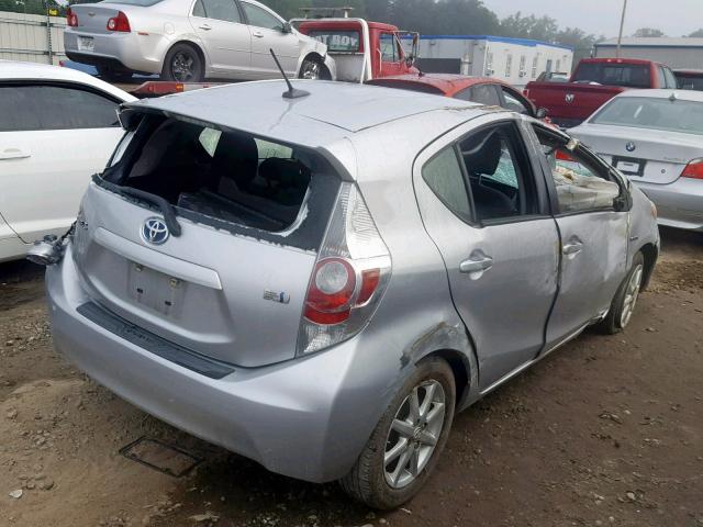 JTDKDTB37C1003689 - 2012 TOYOTA PRIUS C SILVER photo 4