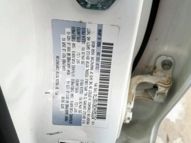 JM3TB28A090168774 - 2009 MAZDA CX-9 WHITE photo 10