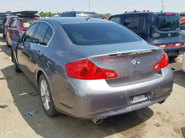 JN1CV6AP0DM711339 - 2013 INFINITI G37 BASE GRAY photo 3