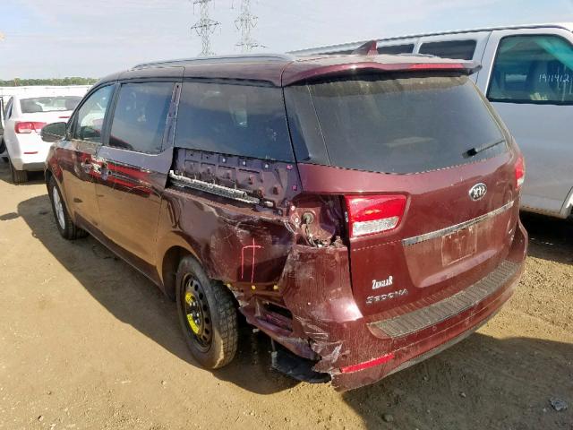 KNDMB5C15G6175817 - 2016 KIA SEDONA LX BURGUNDY photo 3