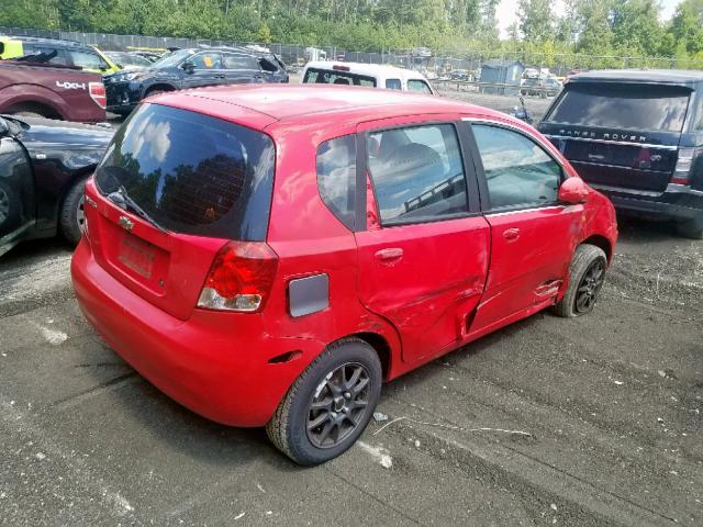 KL1TD62655B352404 - 2005 CHEVROLET AVEO BASE წითელი ფოტო 4