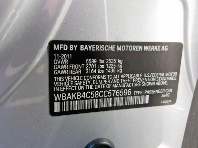 WBAKB4C58CC576596 - 2012 BMW 740 LI SILVER photo 10