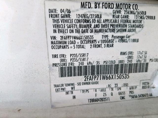 2FAFP71W66X150535 - 2006 FORD CROWN VICT GRAY photo 10