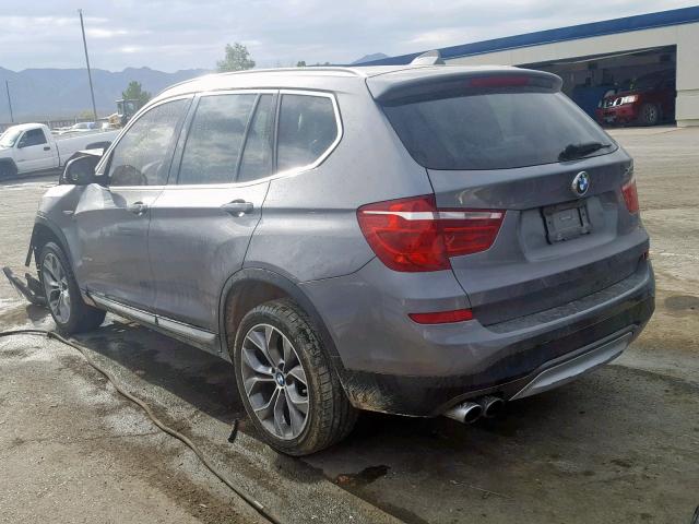 5UXWX7C53F0K34131 - 2015 BMW X3 XDRIVE3 GRAY photo 3