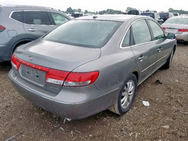 KMHFC46F68A320347 - 2008 HYUNDAI AZERA SE SILVER photo 4