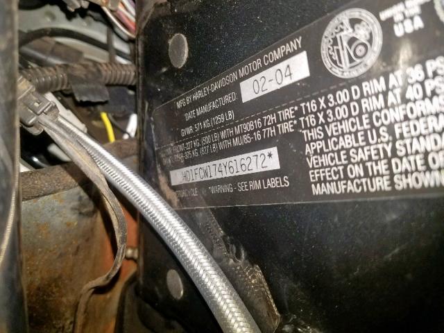 1HD1FCW174Y616272 - 2004 HARLEY-DAVIDSON FLHTCUI BLACK photo 10