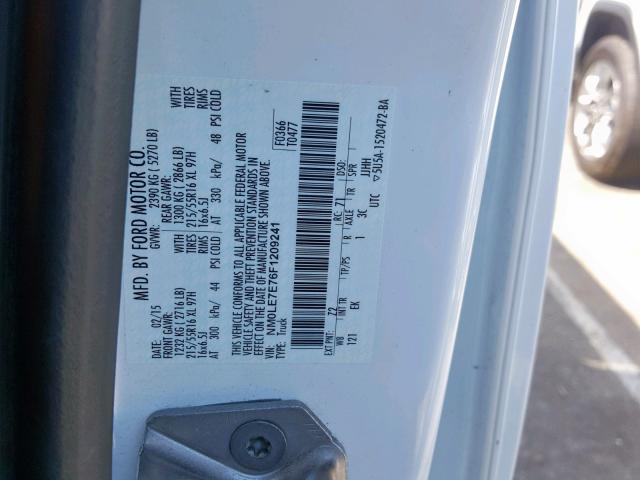 NM0LE7E76F1209241 - 2015 FORD TRANSIT CO WHITE photo 10