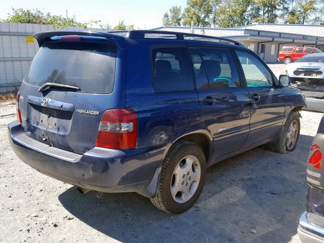 JTEEP21A360186738 - 2006 TOYOTA HIGHLANDER BLUE photo 4