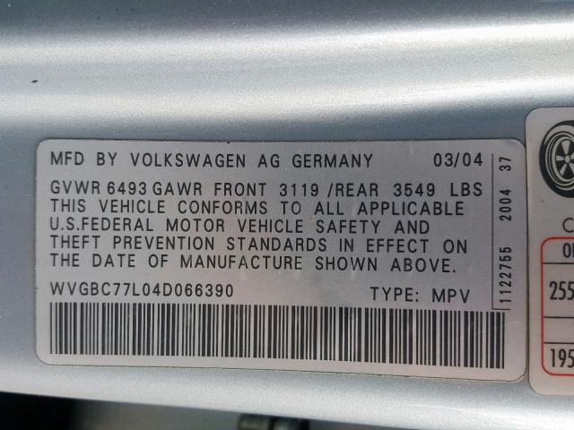 WVGBC77L04D066390 - 2004 VOLKSWAGEN TOUAREG 3. BLUE photo 10