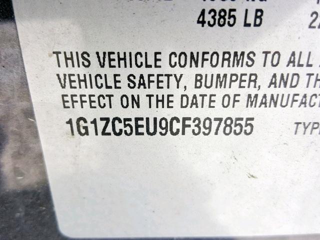 1G1ZC5EU9CF397855 - 2012 CHEVROLET MALIBU 1LT GRAY photo 10