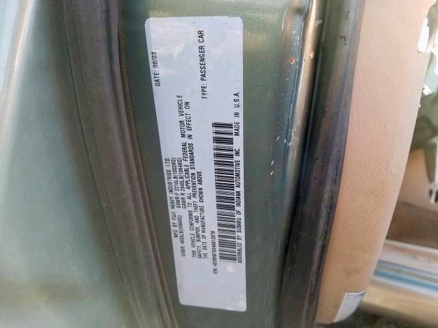 4S3BH675346612878 - 2004 SUBARU LEGACY OUT GREEN photo 10