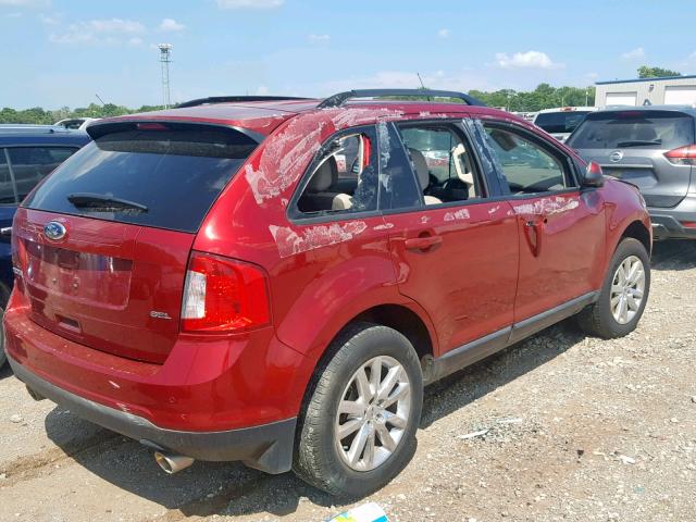 2FMDK3JC4DBB53003 - 2013 FORD EDGE SEL RED photo 4