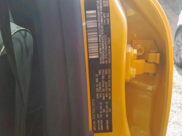 ZFBCFYDBXHP610757 - 2017 FIAT 500X LOUNG YELLOW photo 10