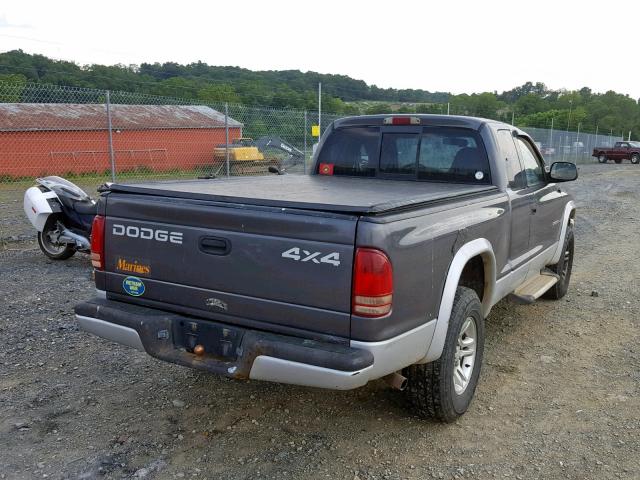 1B7GG42N32S691820 - 2002 DODGE DAKOTA SLT GRAY photo 4