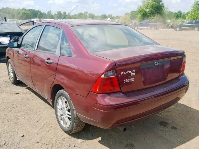 1FAHP34N57W316514 - 2007 FORD FOCUS ZX4 MAROON photo 3