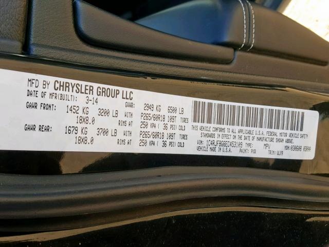 1C4RJFBG6EC453109 - 2014 JEEP GRAND CHER BLACK photo 10