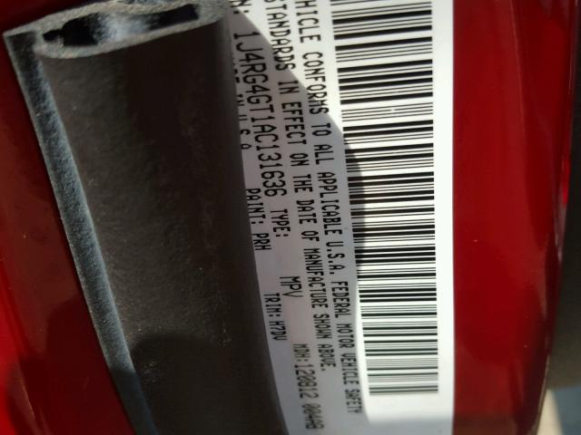 1J4RG4GT1AC131636 - 2010 JEEP COMMANDER Qırmızı foto 9