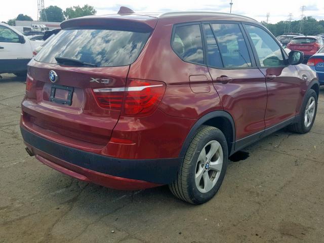 5UXWX5C56CL717949 - 2012 BMW X3 XDRIVE2 RED photo 4