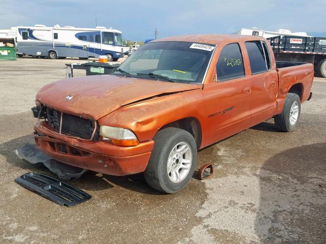 1B7GL2AX8YS648456 - 2000 DODGE DAKOTA QUA ORANGE photo 2