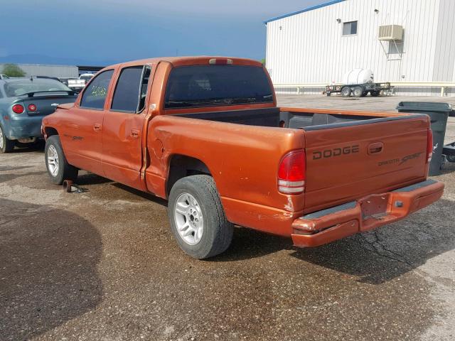 1B7GL2AX8YS648456 - 2000 DODGE DAKOTA QUA ORANGE photo 3