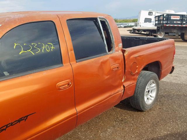 1B7GL2AX8YS648456 - 2000 DODGE DAKOTA QUA ORANGE photo 9