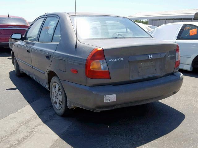 KMHCG45C61U257916 - 2001 HYUNDAI ACCENT GL CHARCOAL photo 3