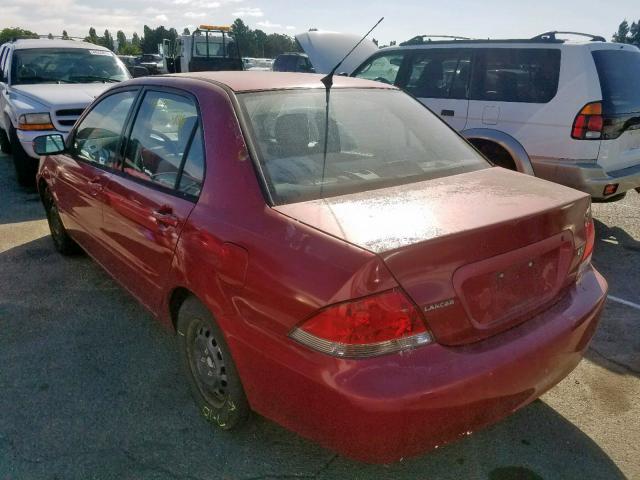 JA3AJ26E94U016212 - 2004 MITSUBISHI LANCER ES RED photo 3