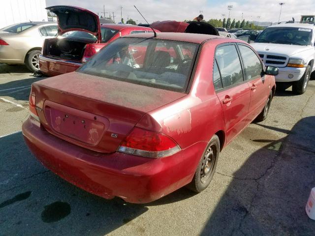 JA3AJ26E94U016212 - 2004 MITSUBISHI LANCER ES RED photo 4