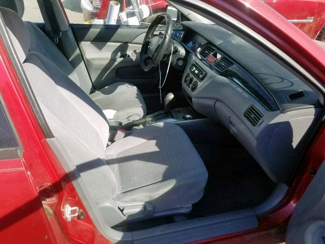 JA3AJ26E94U016212 - 2004 MITSUBISHI LANCER ES RED photo 5