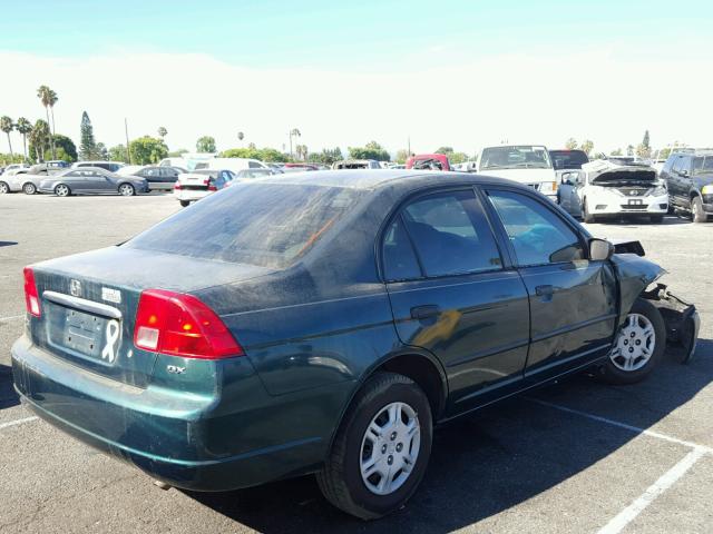 JHMES16241S012154 - 2001 HONDA CIVIC DX GREEN photo 4