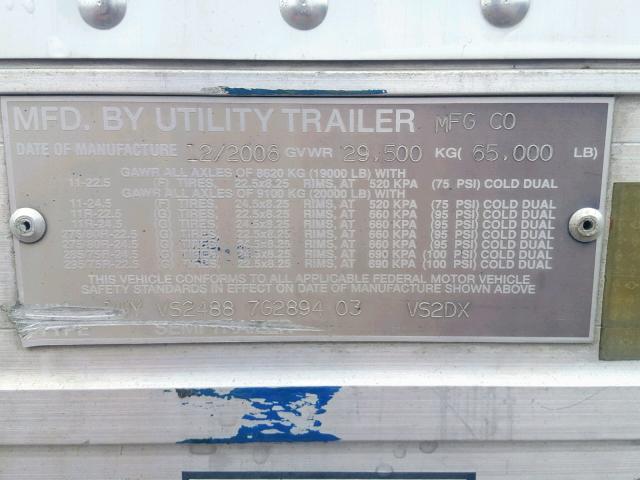 1UYVS24887G289403 - 2007 UTILITY TRAILER WHITE photo 10