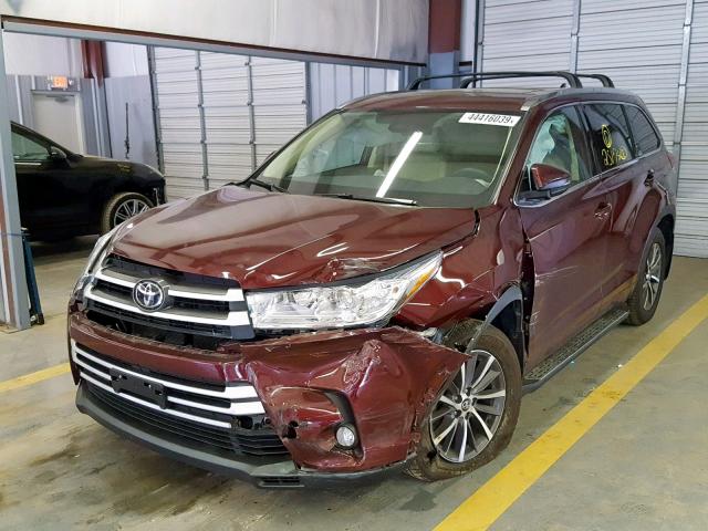 5TDJZRFH5JS849485 - 2018 TOYOTA HIGHLANDER BURGUNDY photo 2