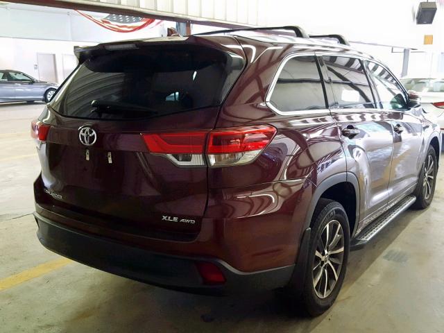 5TDJZRFH5JS849485 - 2018 TOYOTA HIGHLANDER BURGUNDY photo 4