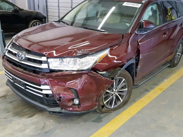 5TDJZRFH5JS849485 - 2018 TOYOTA HIGHLANDER BURGUNDY photo 9