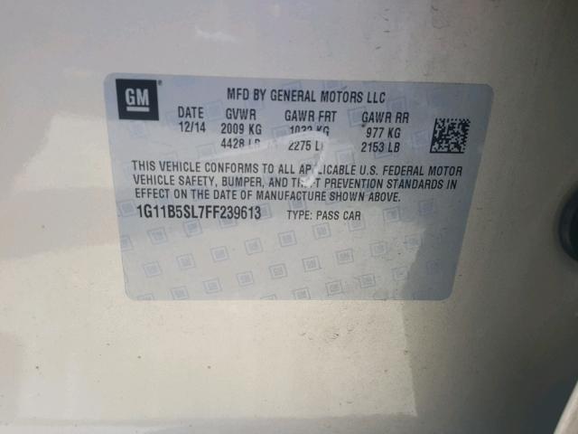 1G11B5SL7FF239613 - 2015 CHEVROLET MALIBU LS 金色 照片 10