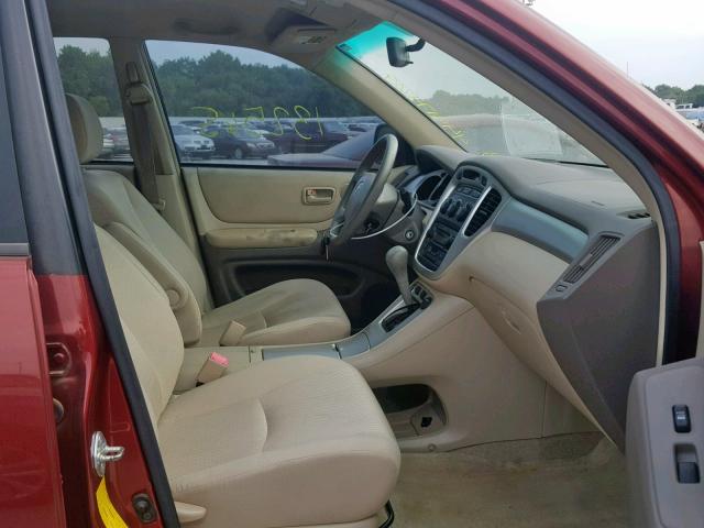 JTEGP21A370127716 - 2007 TOYOTA HIGHLANDER RED photo 5