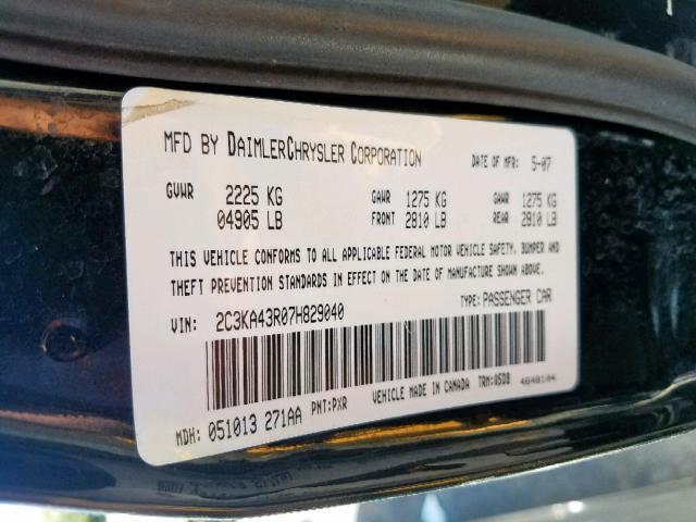 2C3KA43R07H829040 - 2007 CHRYSLER 300 BLACK photo 10