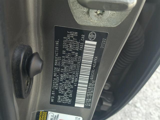 4T1BK36B55U026229 - 2005 TOYOTA AVALON XL GRAY photo 10