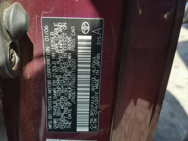 JTKDE177X60115220 - 2006 TOYOTA SCION TC 黑色 照片 10