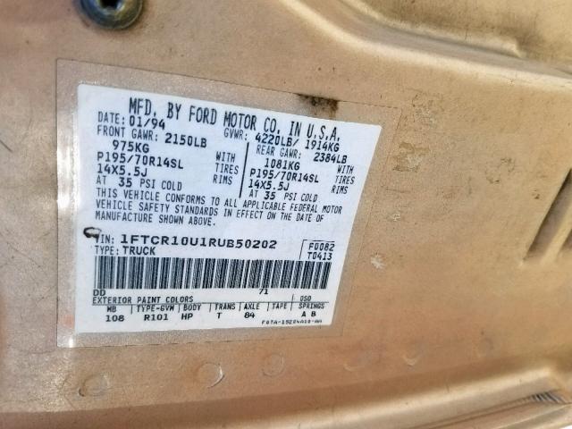 1FTCR10U1RUB50202 - 1994 FORD RANGER TAN photo 10