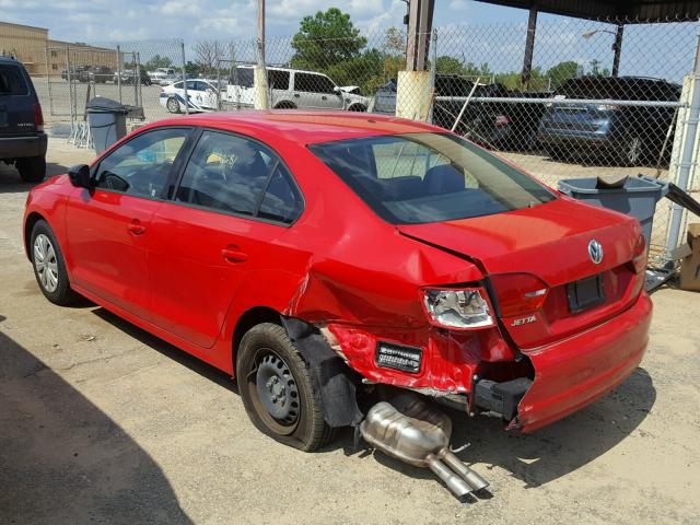 3VW2K7AJ7DM391991 - 2013 VOLKSWAGEN JETTA BASE RED photo 3