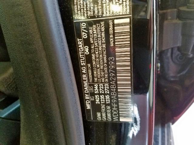 WDDHF9AB4BA297993 - 2011 MERCEDES-BENZ E 550 4MAT BLACK photo 10