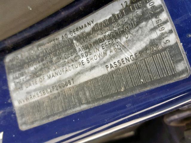 WVWRH63B62P290867 - 2002 VOLKSWAGEN PASSAT GLX 蓝色 照片 10