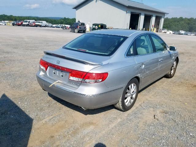 KMHFC46F87A164293 - 2007 HYUNDAI AZERA SE SILVER photo 4