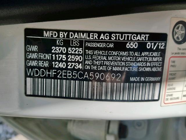 WDDHF2EB5CA590692 - 2012 MERCEDES-BENZ E 350 BLUE WHITE photo 10