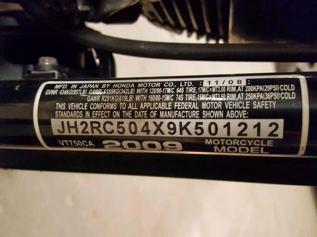 JH2RC504X9K501212 - 2009 HONDA VT750 C BLUE photo 10