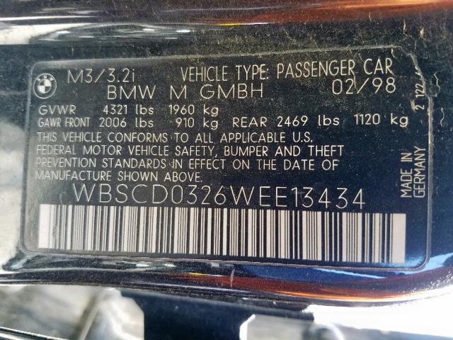 WBSCD0326WEE13434 - 1998 BMW M3 AUTOMAT 黑色 照片 10