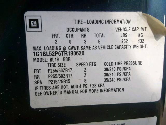 1G1BL52P6TR180620 - 1996 CHEVROLET IMPALA SS TEAL photo 10