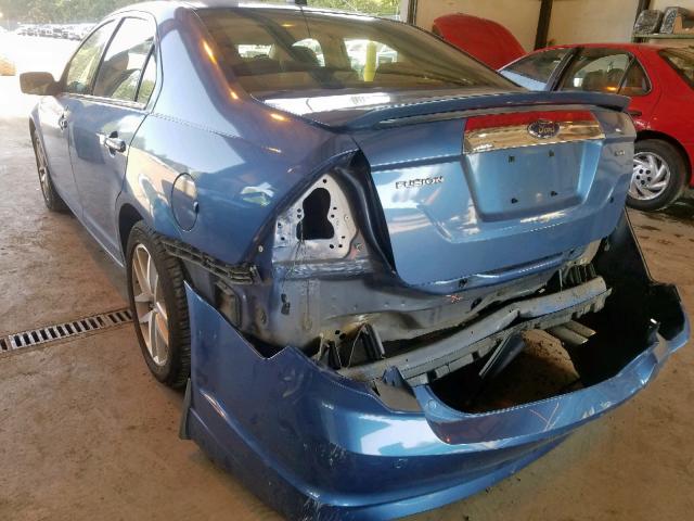 3FAHP0JA4AR287582 - 2010 FORD FUSION SEL BLUE photo 3