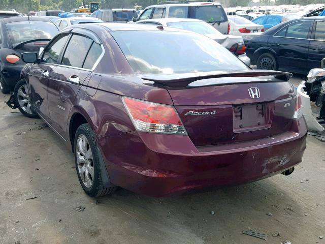 1HGCP2F88AA121244 - 2010 HONDA ACCORD EXL BURGUNDY photo 3